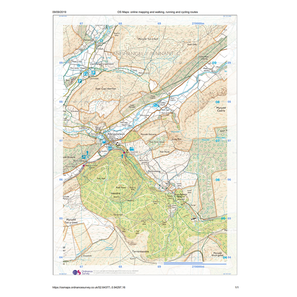 Printed paper map from OS Maps web