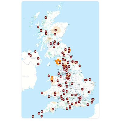Top 100 Walks Map of UK