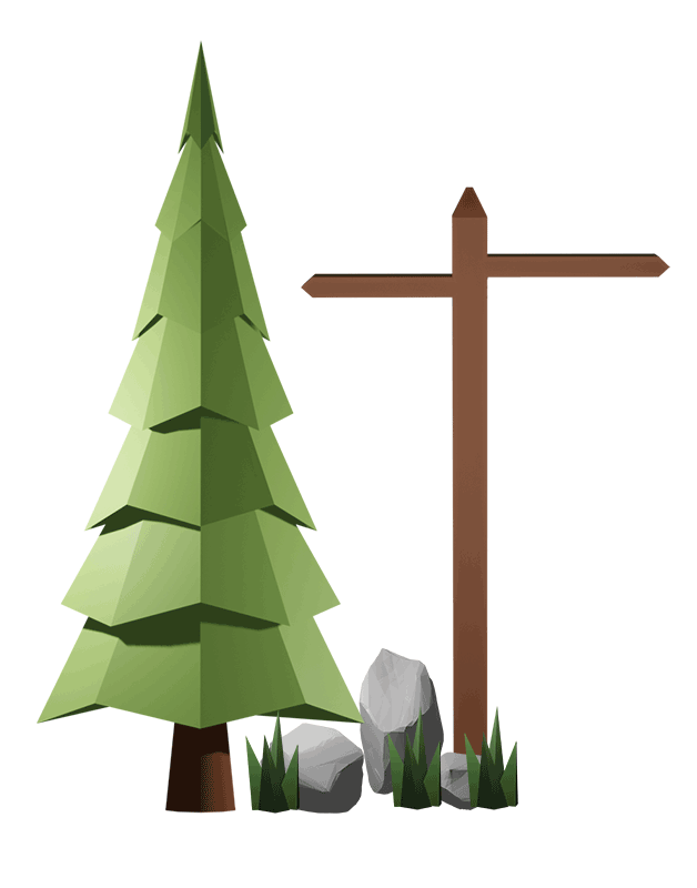 Trees with a signpost