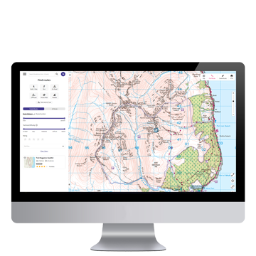 OS Maps web browser with walking route search