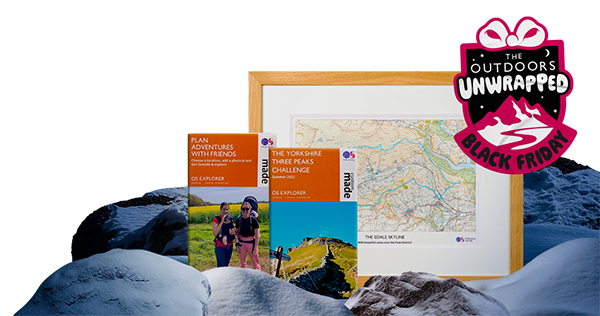 OS Custom Made Personalised Maps: Folded, framed. The Outdoors Unwrapped - Black Friday