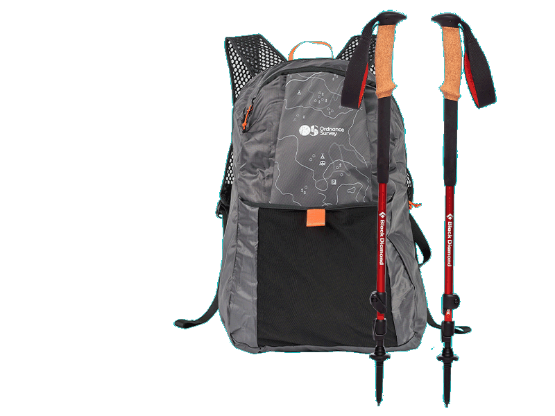 Outdoor gear - backpack and walking poles