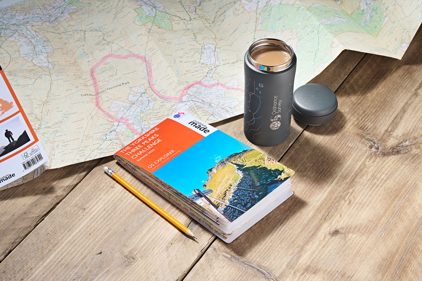 Picture of custom made map on table with OS contour mug