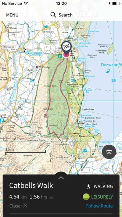 Green area showing map downloaded