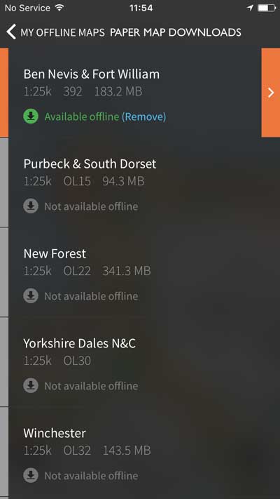 Paper map downloads list