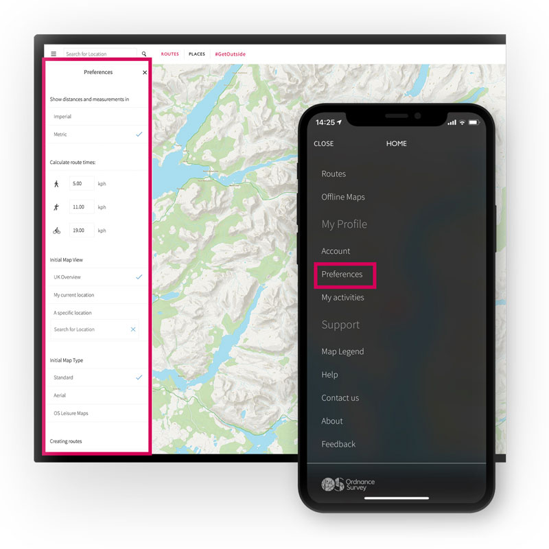 OS Maps personalisation and options OS Maps personalisation and options