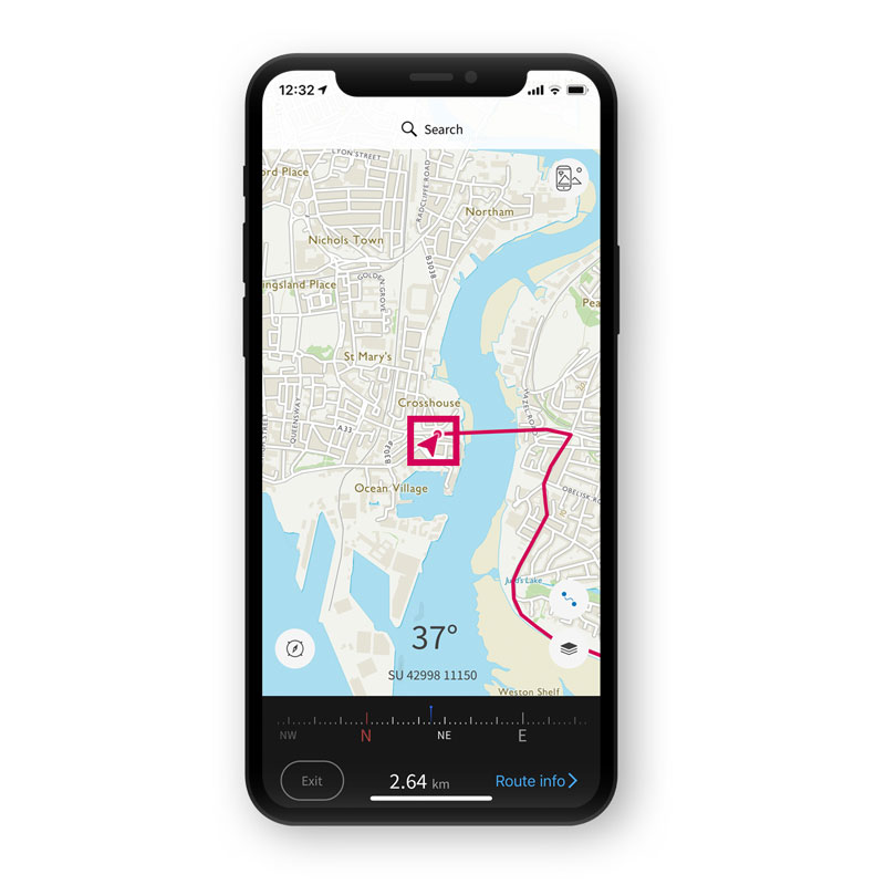Following a planned route in OS Maps app Following a planned route in OS Maps app